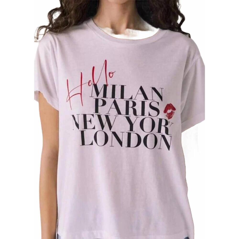 NEW CHASER hello destinations short sleeve tee in white